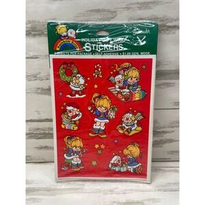 Vtg HTF Rainbow Brite Holiday Gift Wrap Stickers Ambassador 4 Sheet's SEALED